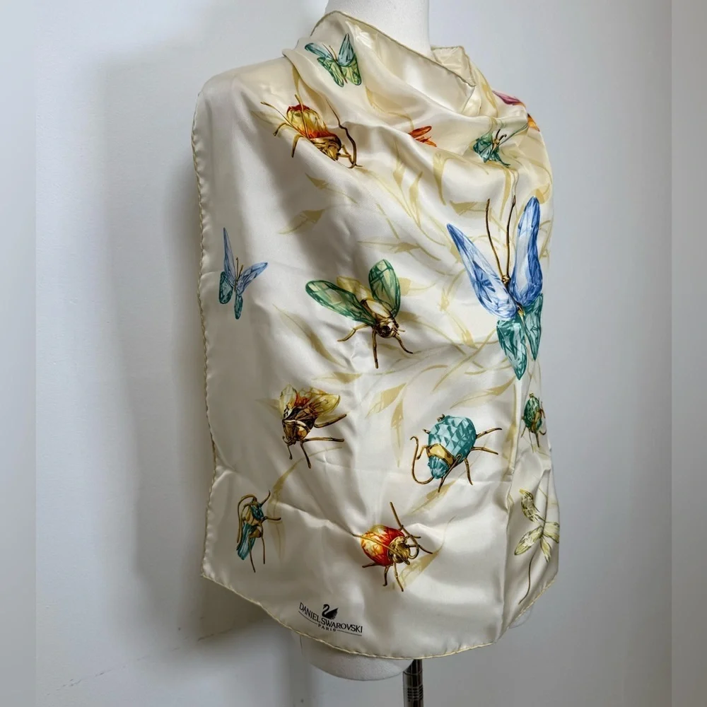Vintage Daniel Swarovski Paris | ‘Paradise’ Silk Scarf Original Box And Tissue
